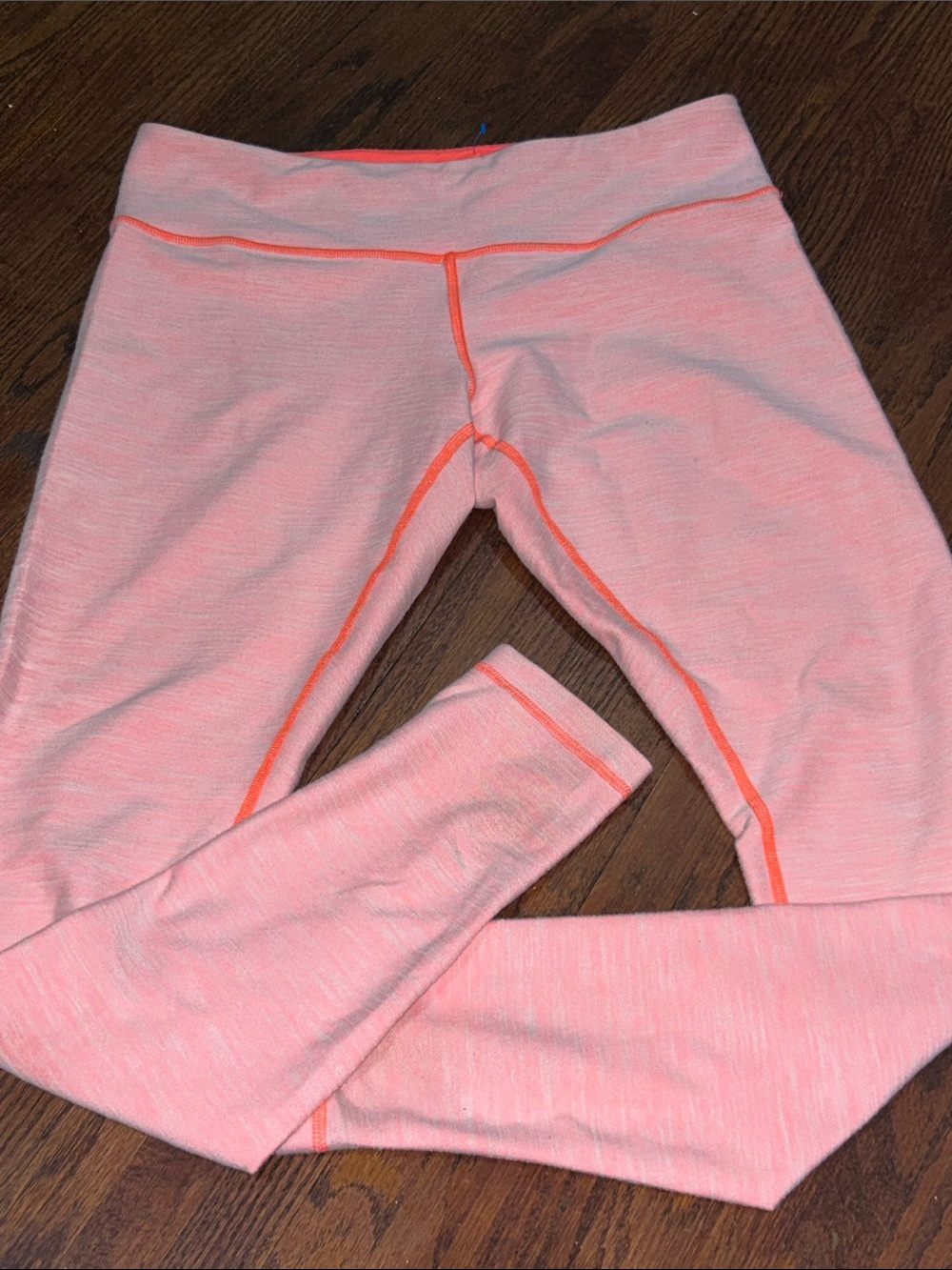 lululemon athletica orange/white Leggings with Neon Orange Stitching size 10